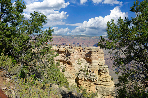 Yavapai Point overlook giving panoramic views along the South rim of the Grand Canyon AZ