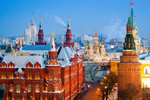 Moscow, Russia - April 10, 2022: panorama of Moscow from the observation platform of the Vorobyovy Gory in Moscow