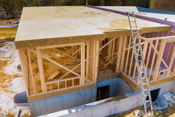 istock An under construction beam framing structure of a home on the construction site of a new residential home 1431777794
