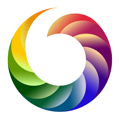 a color circle of 12 elements with a gradient fill of the solar spectrum
