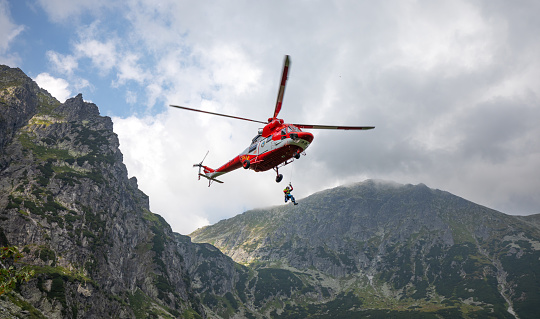 Tatra Mountains, Poland - August 2022: Mountain Rescuers, TOPR, Tatrzaskie Ochotnicze Pogotowie Ratunkowe