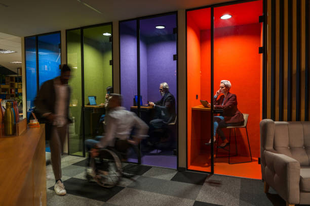 istock Lovely Colorful Private Offices in A Busy Environment 1431798485