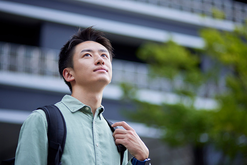 University campus and young Japanese student