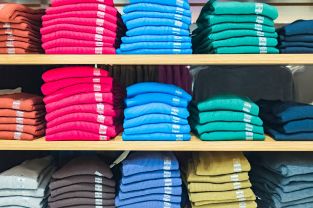 istock Cotton blend tops on store shelves 1431849743