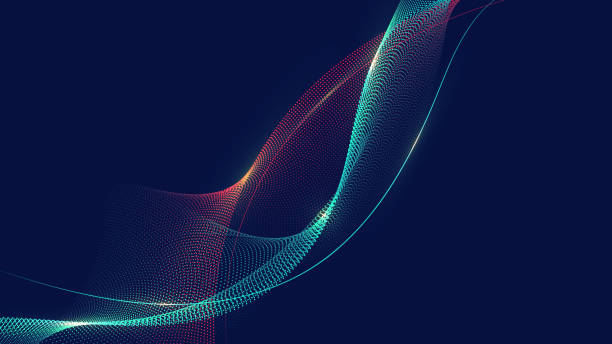 istock Abstract technology futuristic concept blue and red neon colors wave lines and dots particles with lighting effect on dark blue background 1431851486