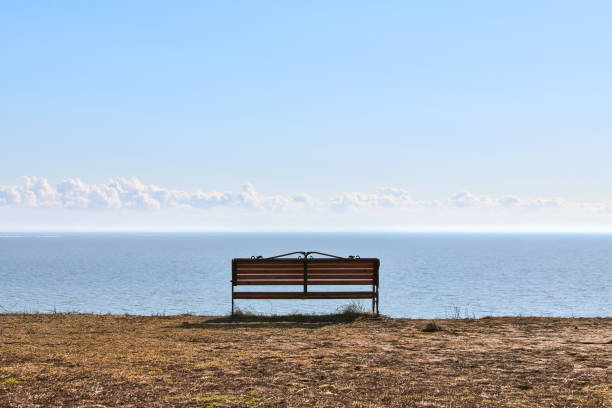 Young man on a bench, looking at the sea.
