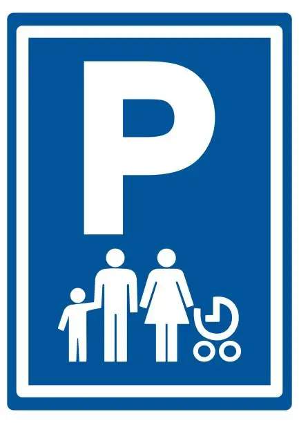 Vector illustration of Parking place for families with children, parking lot, traffic sign, eps.