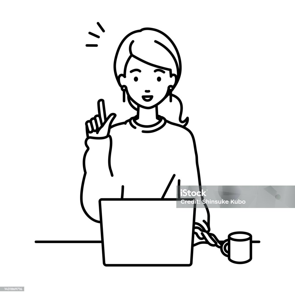 Use Gently Computer Vector A Woman In Casual Style Using Laptop Computer Getting Ideas With ...
