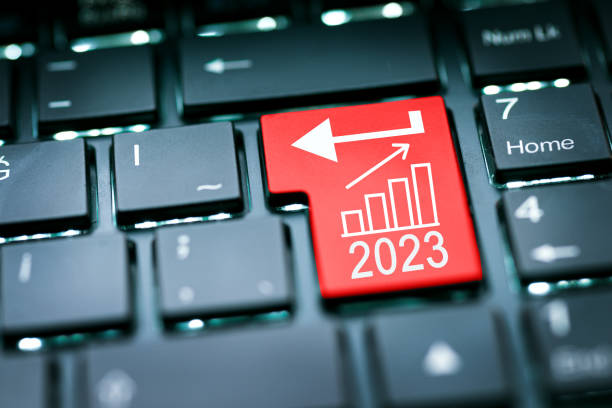 istock Enter in 2023 year with rising chart 1431873487