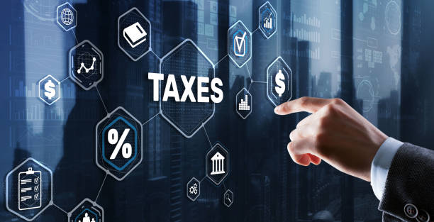 concept of taxes paid by individuals and corporations such as vat, income tax and property tax. background for your business - incomes imagens e fotografias de stock