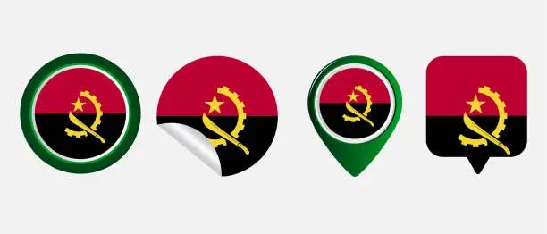 Vector illustration of Angola flag flat icon symbol vector illustration
