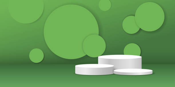 istock 3d background products green white sphere The background is a green shape with a shadow behind it. To increase the prominence of the products that are placed 1431885601