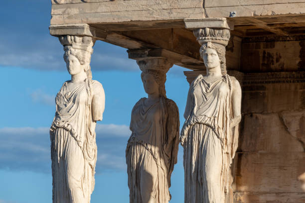 Porch of the Maidens at the Athens Acropolis stock photo
