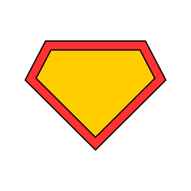 ilustraciones, imágenes clip art, dibujos animados e iconos de stock de icono de héroe gráfico de escudo, símbolo de concepto de forma de cómic aislado, ilustración vectorial - superhéroe