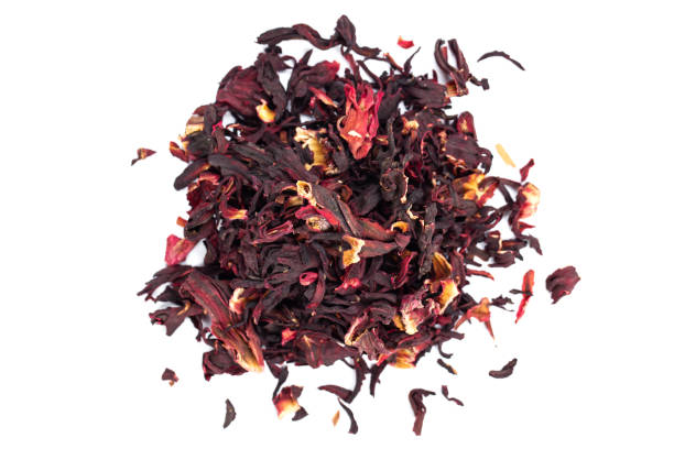 istock Bunch of dry hibiscus tea isolated on white background 1431893503
