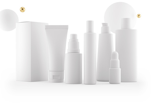 Make-Up, Bottle, Beauty Product, Moisturizer, Cream - Dairy Product isolated on white background