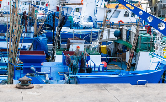Typical Mediterranean fisheries. Trawlers at the harbor of Civitanova Marche