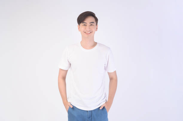 istock Portrait of young asian man over white background studio. 1431905976