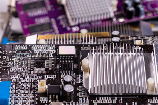 Fin Example Electronics Electronic Circuit And Cooling Fin At Computer Video Card Stack With ...
