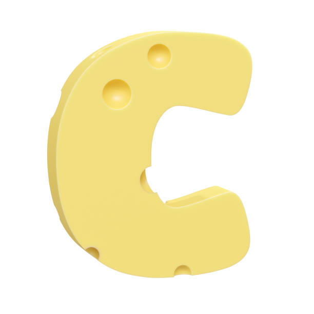 istock Cheese font C letter. Letter C. 3D render on clean white background isolated. 1431906873