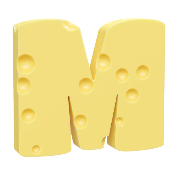 istock Cheese font M letter. Uppercase letter M. 3D render isolated on clean white background. 1431906911