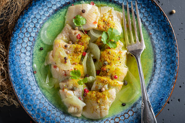 istock Tasty pickled fish with pepper and onion. 1431907480