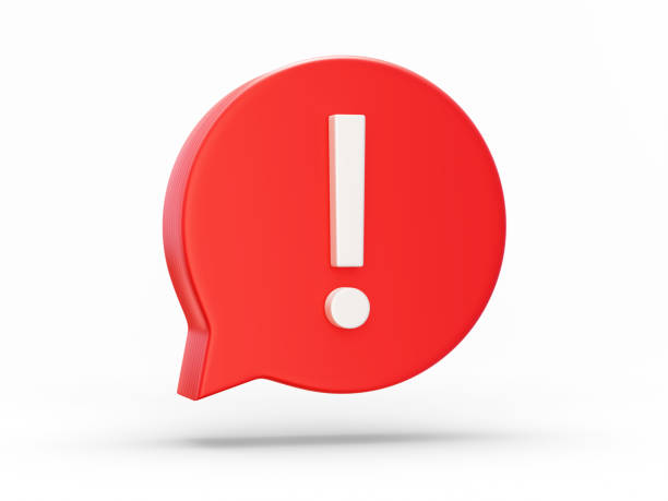 istock Social media notification white exclamation mark on red speech bubble isolated on white background stock photo 1431908875