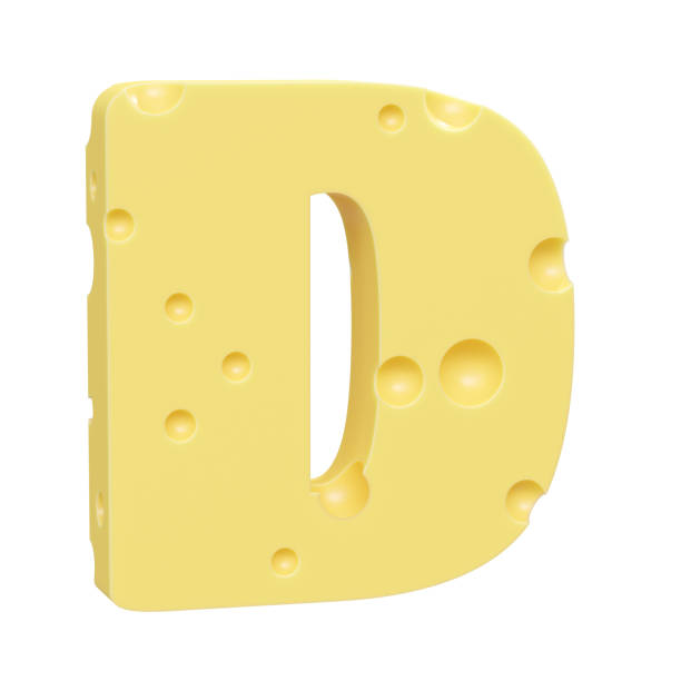 istock Cheese font D letter. Letter D. 3D render on clean white background isolated. 1431909024