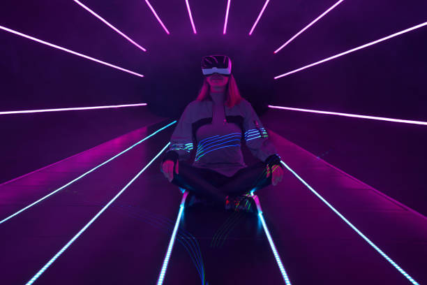 istock Woman is using virtual reality headset to access in metaverse. 1431914487