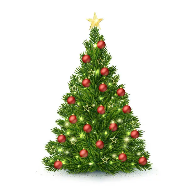 Vector illustration of Vector Christmas tree on white background