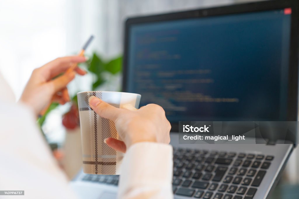 Coding Behind Computers Programmer From Behind And Programming Code On Computer Monitor Stock ...