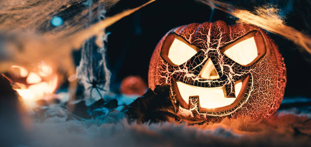istock Scary pumpkins on halloween night 1431916795