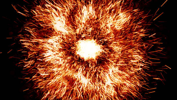 istock Texture of burn fire with particles embers. Flames on isolated black background. Texture for banner,flyer,card .flying fire sparks particles isolated on the black background 1431918324