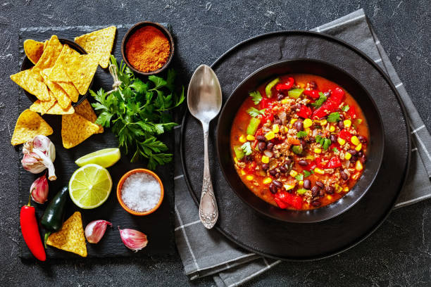 istock taco soup of ground beef, corn, beans and veggies 1431918456