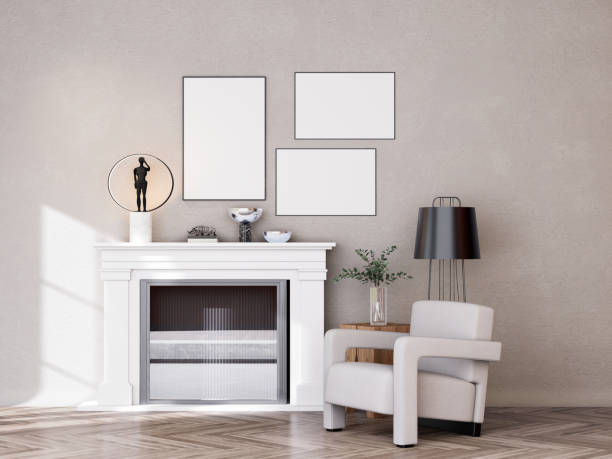 istock Mock up poster frame in modern interior fully furnished rooms 1431918615