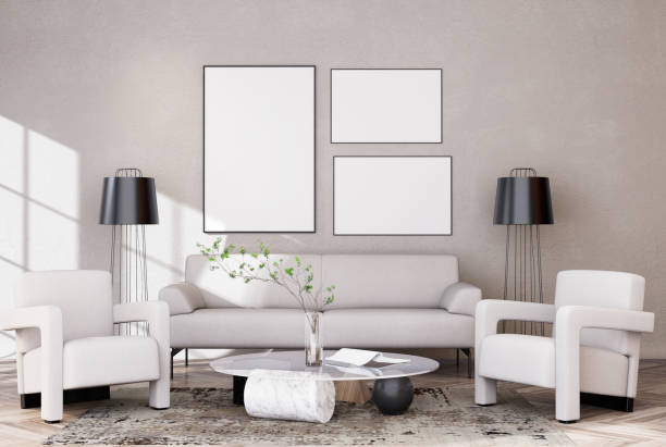 istock Mock up poster frame in modern interior fully furnished rooms 1431918640