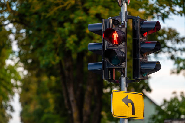 istock traffic semaphore with red pedestrian light on defocused urban background, closeup 1431923580