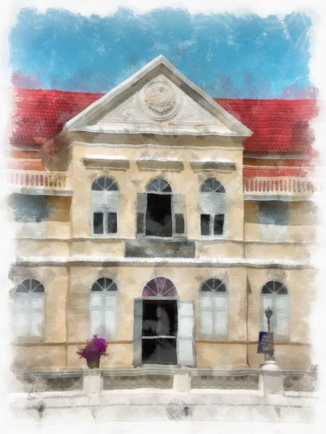 istock landscape of yellow gothic architecture ancient buildings watercolor style illustration impressionist painting. 1431924906
