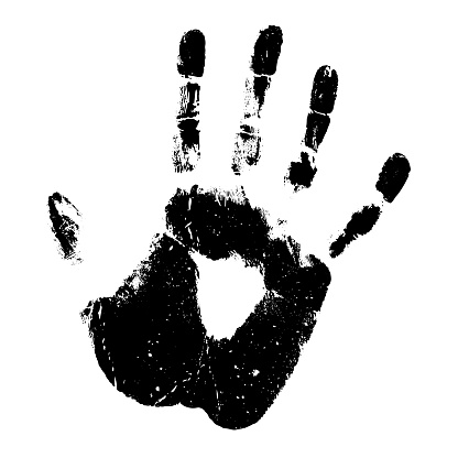 Human hand print vector silhouette isolated on white background