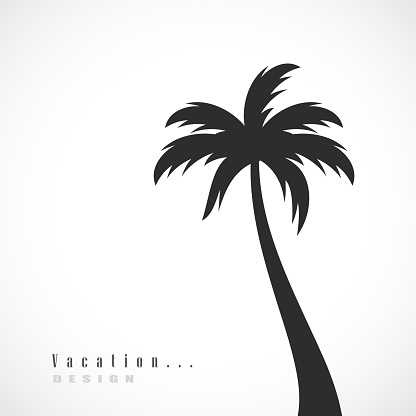 Palm tree silhouette vector poster isolated on white background