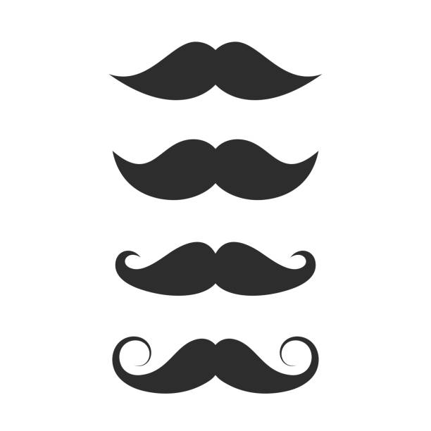 czarne kształty wąsów, zestaw ikon wektorowych - mustache stock illustrations