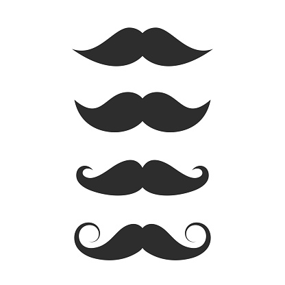 Black mustaches shapes isolated on white background