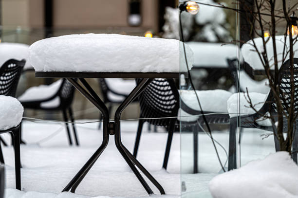 istock outdoor restaurant terrace covered with snow 1431929926
