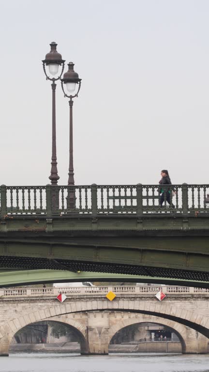 People walking on Pont d'Arcole over the River Seine