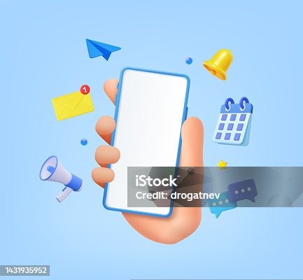 istock Hand holding Phone with business management app. 1431935952