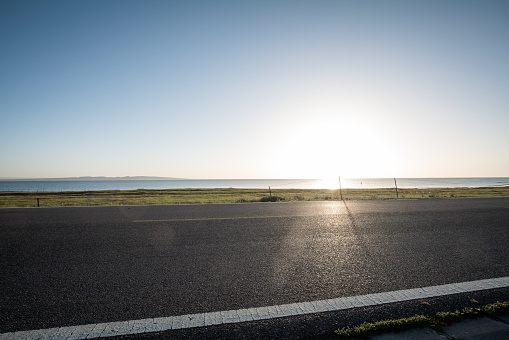 Road beside qinghai lake at morning