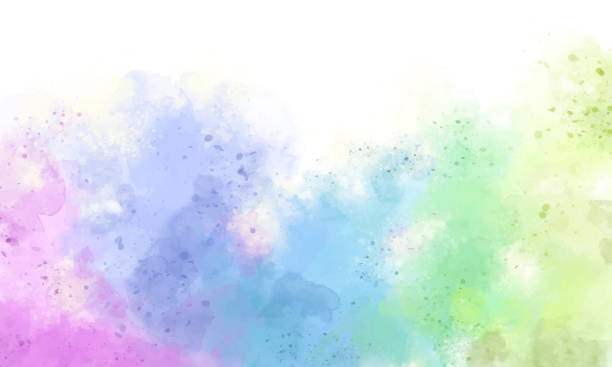 многоцветный пятно брызг акварельный фон - рисунок пастелью stock illustrations