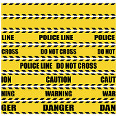 istock Set of isolated seamless design black yellow police line do not cross strip tape, danger, warning, caution safety seamless ribbon pattern 1431941104