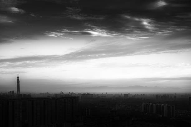 istock Black and white urban bird watching map of Chengdu 1431945370
