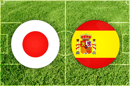 Illustration for Football match Japan vs Spain